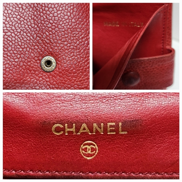 CHANEL CC Caviar Red Leather Bifold Wallet - Picture 12 of 12